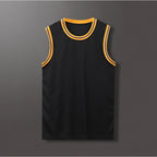 Lightweight 100% Polyester Stripe Trim Basketball Jersey | Custom Sleeveless Tank Tops