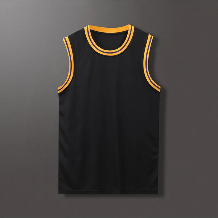 Lightweight 100% Polyester Stripe Trim Basketball Jersey | Custom Sleeveless Tank Tops