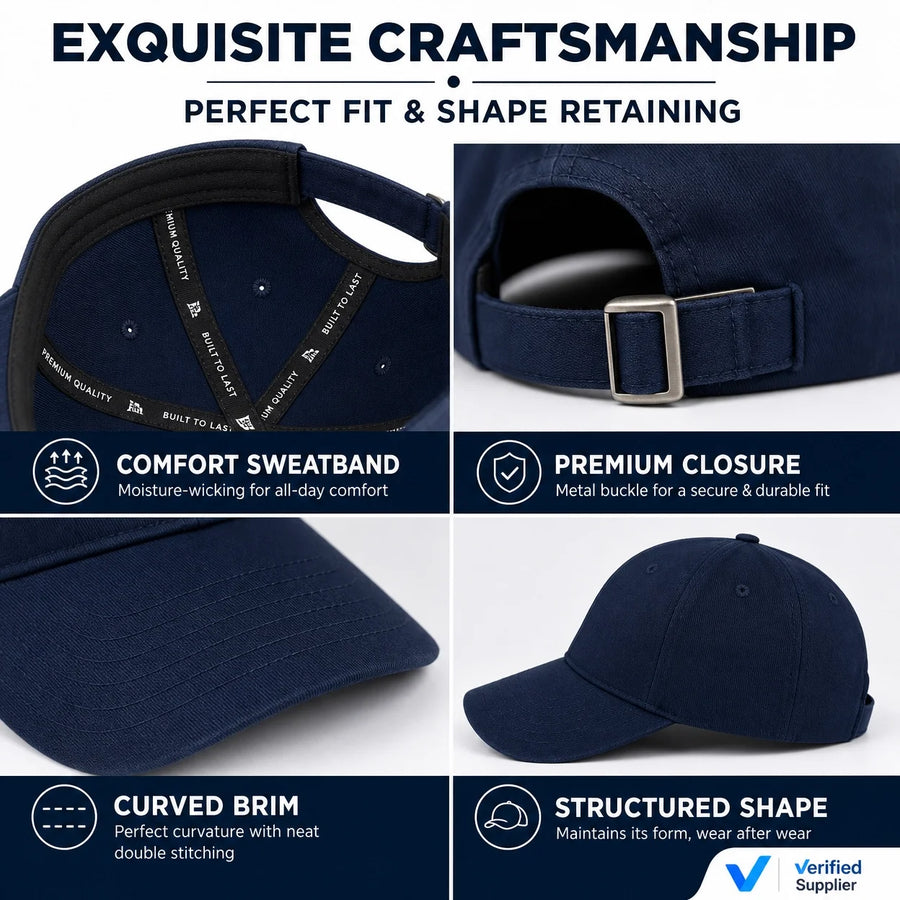 Polyester Cotton Custom Water Resistant Golf Perforated Cap Sport Hat