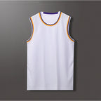 Lightweight 100% Polyester Stripe Trim Basketball Jersey | Custom Sleeveless Tank Tops