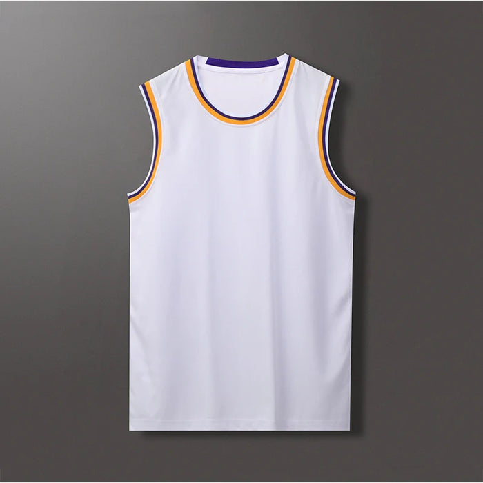 Lightweight 100% Polyester Stripe Trim Basketball Jersey | Custom Sleeveless Tank Tops