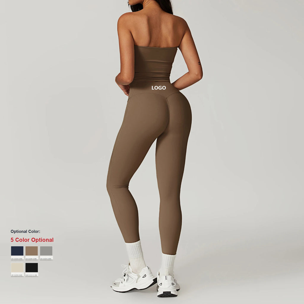 Nylon Spandex Interlock Knit Four-Way Stretch 5-Piece Fitness Workout Set
