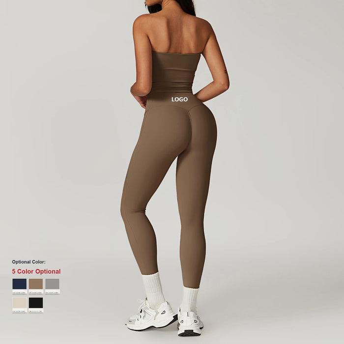 Nylon Spandex Interlock Knit Four-Way Stretch 5-Piece Fitness Workout Set