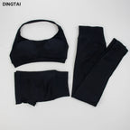 Seamless Ribbed Nylon-Spandex Women's Gym Set 2-Piece Sports Bra and Leggings
