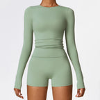 Nylon Spandex Interlock Knit Long Sleeve Workout Top
