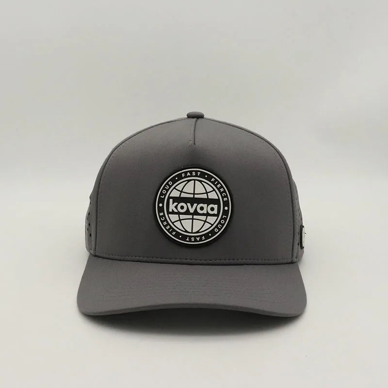 Wholesale Custom Structured Waterproof Laser Cut Hole Perforated Curved Brim 5 Panel Sport Baseball Hat for Outdoor Cycling
