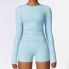 Nylon Spandex Interlock Knit Long Sleeve Workout Top