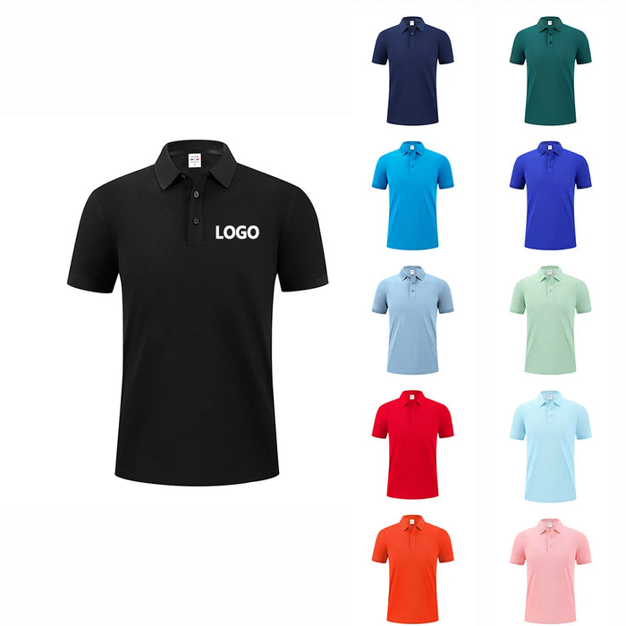 Customization Embroidery Logo 215Grams Knitted Polyester Embroidery Men Polo Shirt Work Uniform Clothes