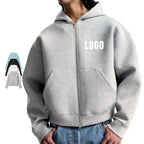 Custom Zip-Up Hoodie Polyester Cotton Blend | Puff Printing & Embroidery for Streetwear Brands | Wholesale Custom Hoodies  [F-20] SEO Description