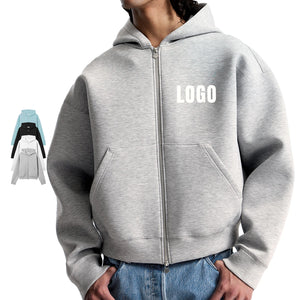 Custom Zip-Up Hoodie Polyester Cotton Blend | Puff Printing & Embroidery for Streetwear Brands | Wholesale Custom Hoodies  [F-20] SEO Description
