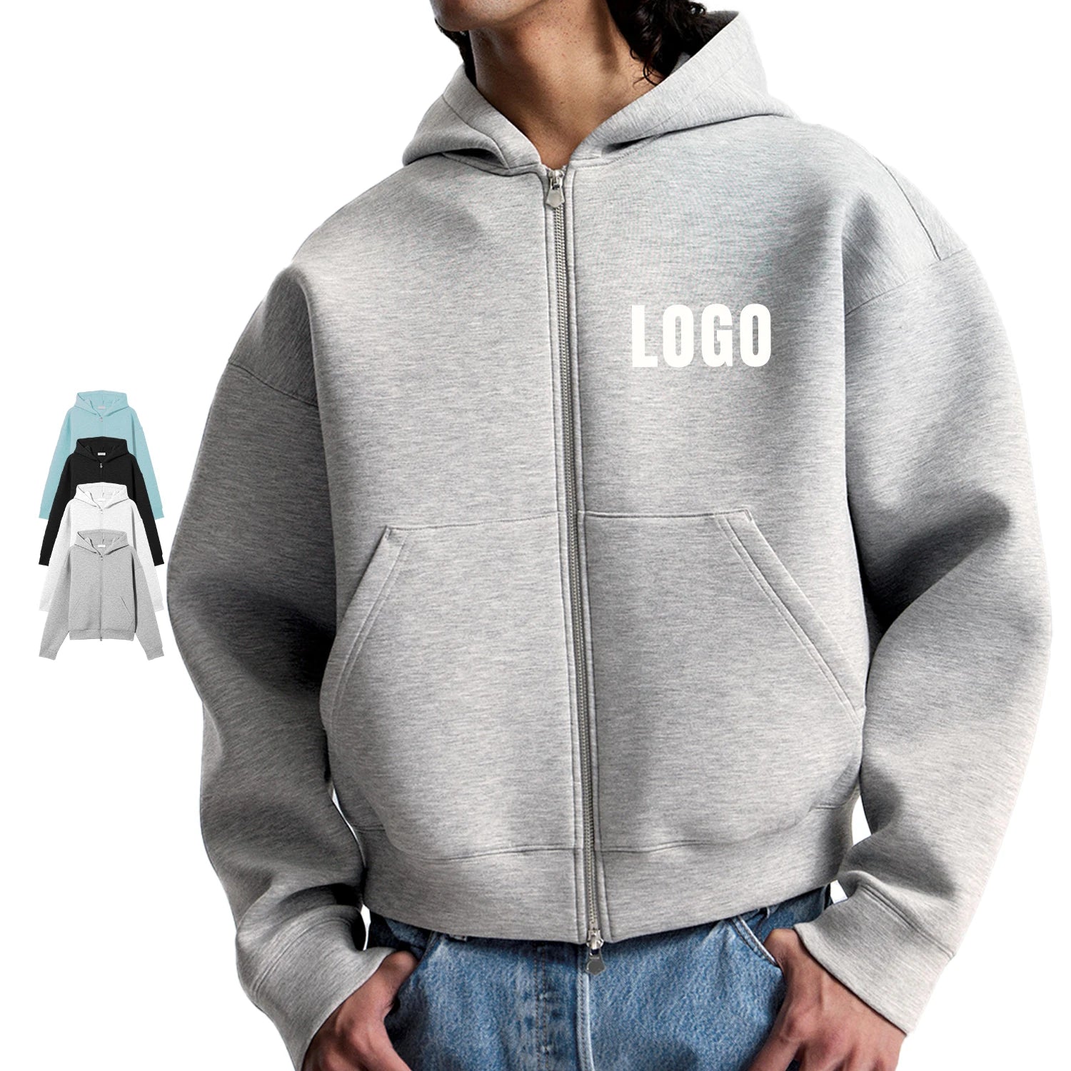Custom Zip-Up Hoodie Polyester Cotton Blend | Puff Printing & Embroidery for Streetwear Brands | Wholesale Custom Hoodies  [F-20] SEO Description