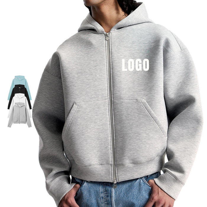 Custom Zip-Up Hoodie Polyester Cotton Blend | Puff Printing & Embroidery for Streetwear Brands | Wholesale Custom Hoodies  [F-20] SEO Description
