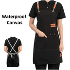 Thickened Canvas Screen-Printed Multi-Pocket Reusable Workwear Apron
