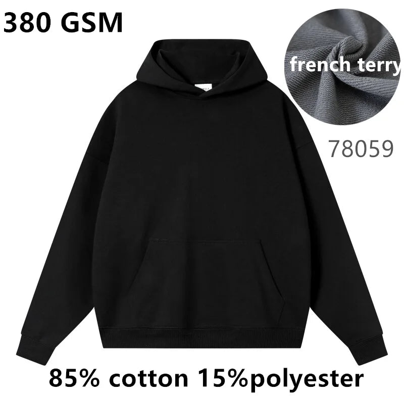 French Terry Drop Shoulder Men Hoodies | High Volume Custom Sourcing Blanks