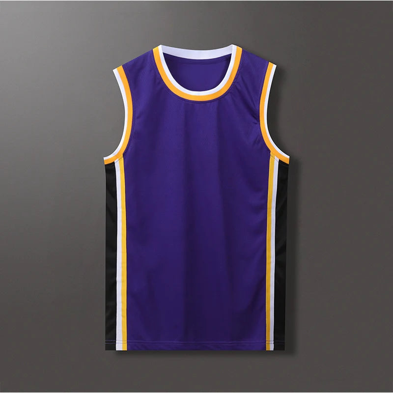 Lightweight 100% Polyester Stripe Trim Basketball Jersey | Custom Sleeveless Tank Tops