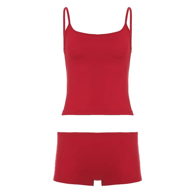 230gsm Cotton-Spandex Tank Top and Shorts Set – Wholesale Custom Printed Women’s Crop Top