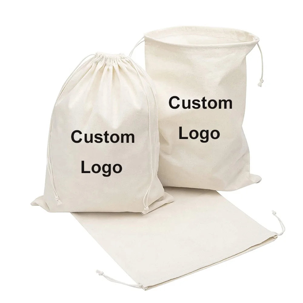 Recycled Cotton Woven Drawstring Pouch