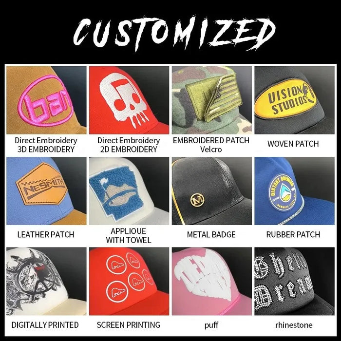 Factory Suede Low MOQ Hip Logo Trucker Hat | Custom 5 Panel Blank