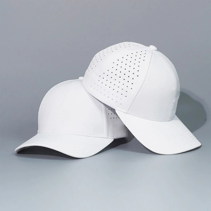 Wholesale 100% Acrylic Laser Cut Perforated Baseball Caps for Alumni Sports Hole Perforations and Rubber Patch Dad Hat