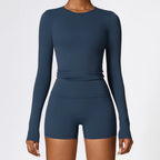 Nylon Spandex Interlock Knit Long Sleeve Workout Top
