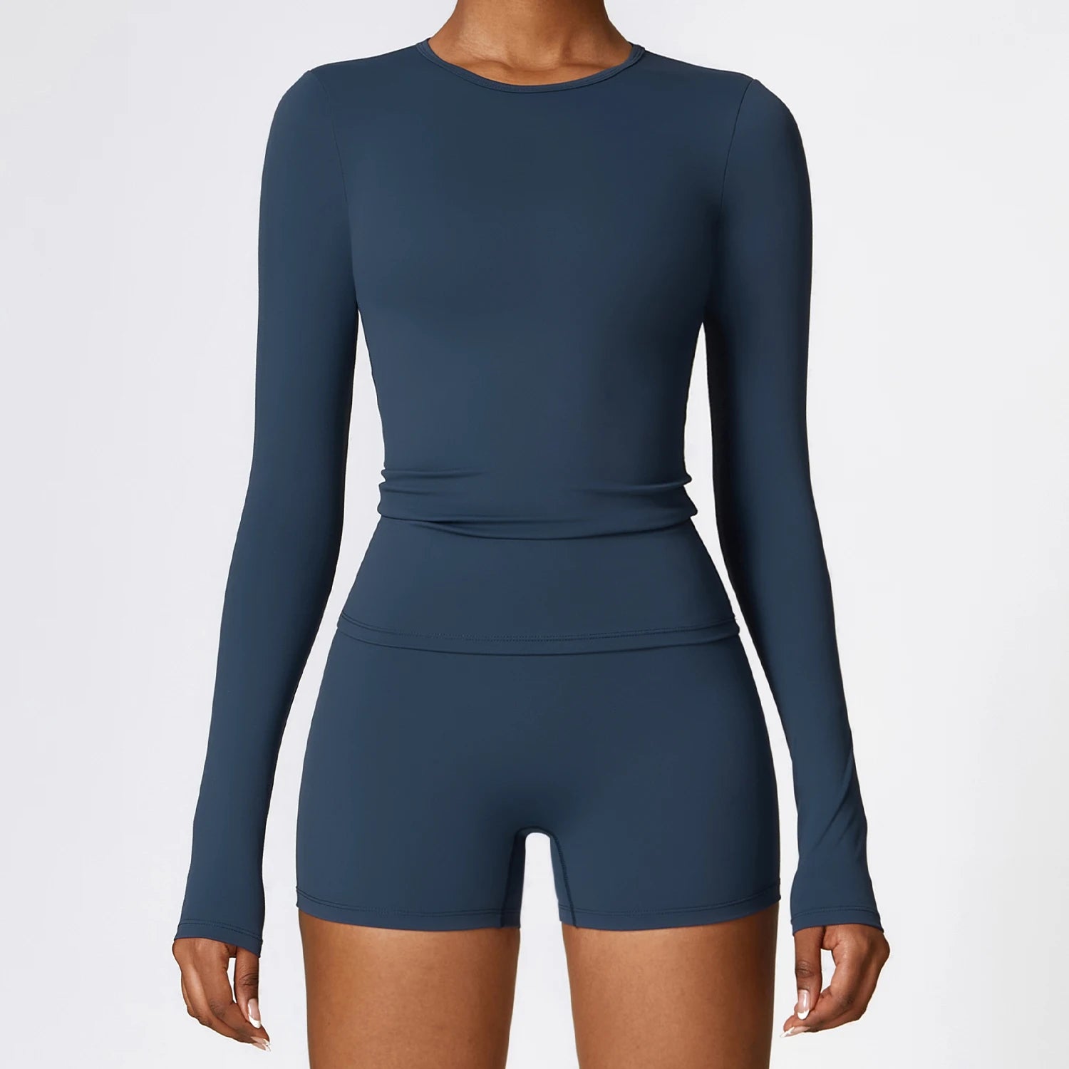 Nylon Spandex Interlock Knit Long Sleeve Workout Top
