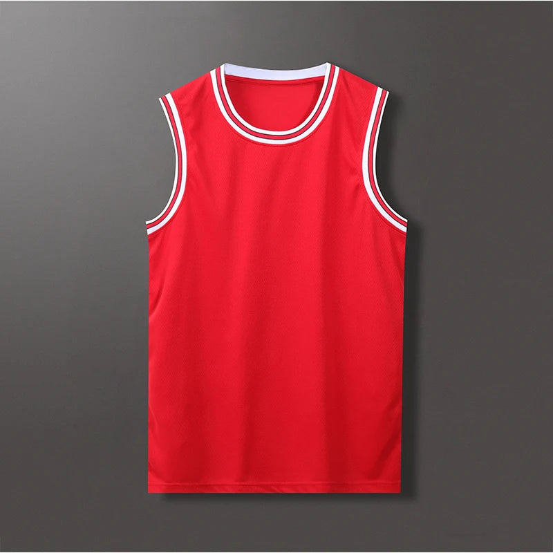 Lightweight 100% Polyester Stripe Trim Basketball Jersey | Custom Sleeveless Tank Tops