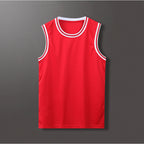 Lightweight 100% Polyester Stripe Trim Basketball Jersey | Custom Sleeveless Tank Tops