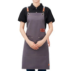 Thickened Canvas Screen-Printed Multi-Pocket Reusable Workwear Apron