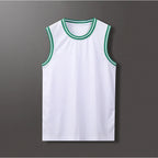 Lightweight 100% Polyester Stripe Trim Basketball Jersey | Custom Sleeveless Tank Tops