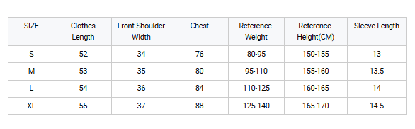 Size Guide for 220GSM Cotton 3D Embossed Slim Fit Women Summer T Shirt | Wholesale High Logo Custom T